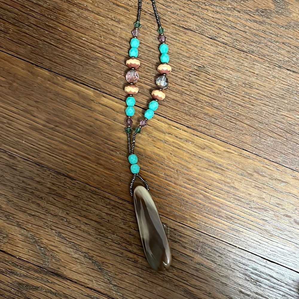 Turquoise and stone beaded necklace